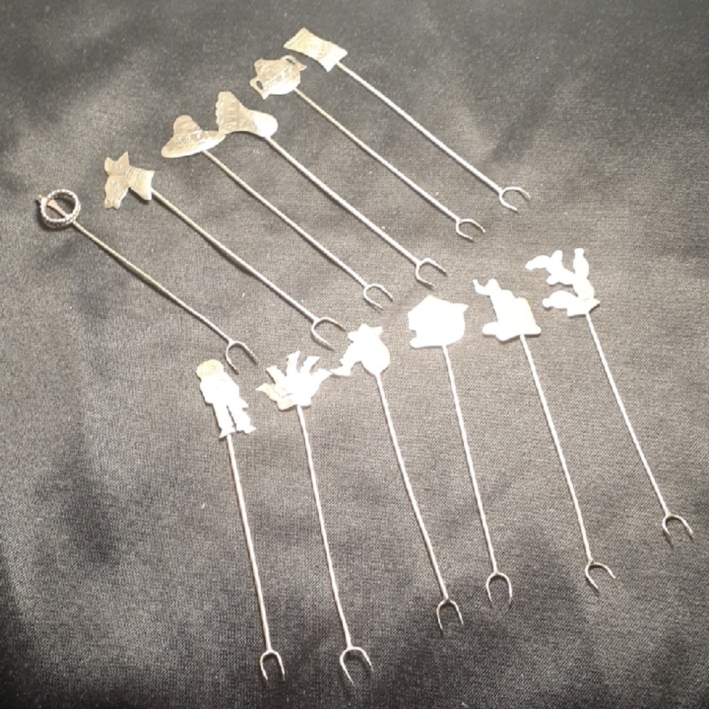 Vtg Cocktail/Appetizer Forks.Set 12. Silver Southwest Designs